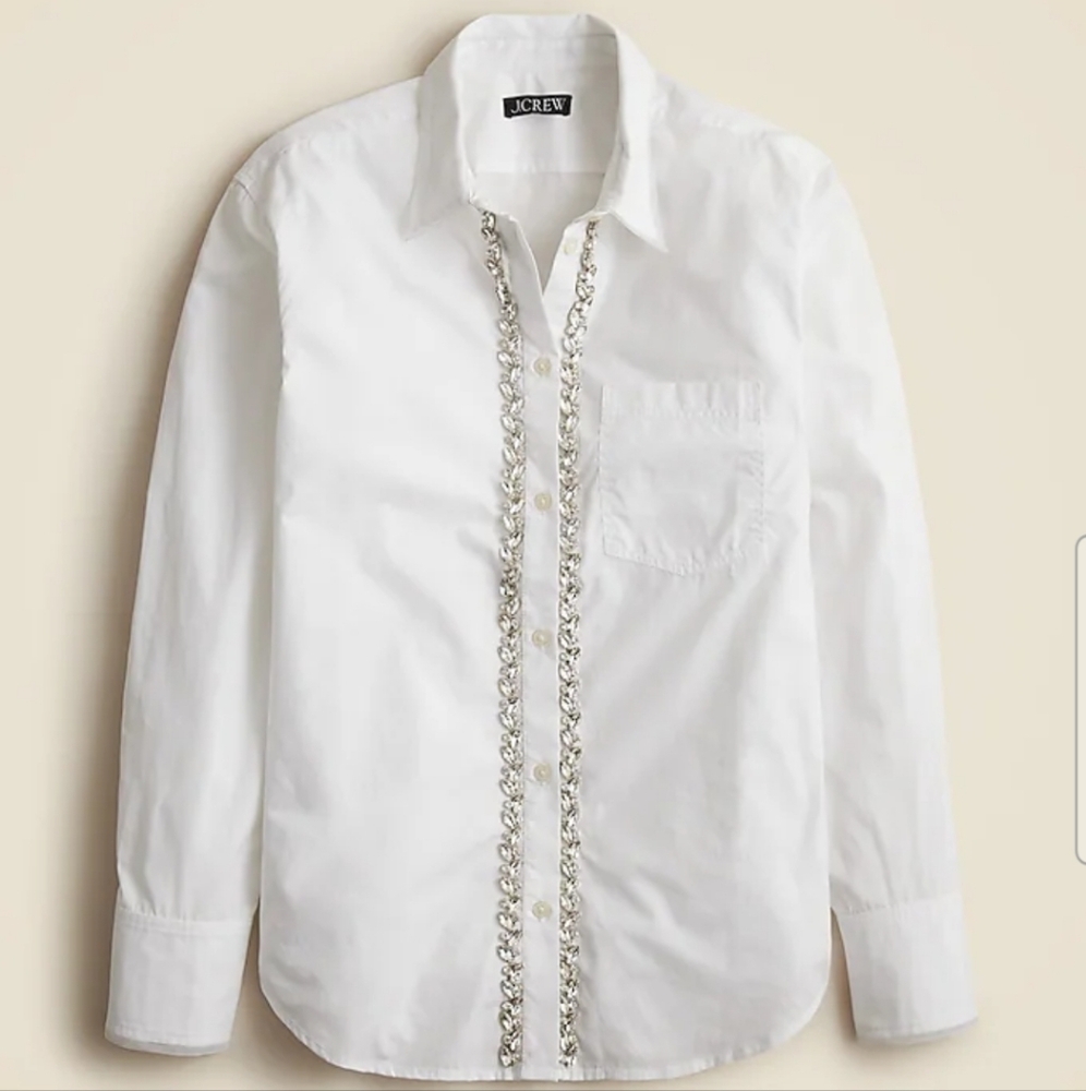 J. CREW Embellished Garçon Shirt with Tulle Cotton Poplin, $148, CF452 - Picture 4 of 11